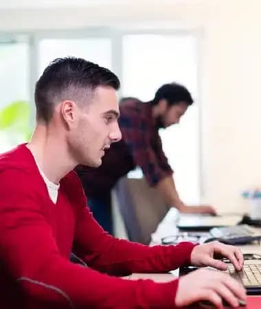Programmer working in a software developing company